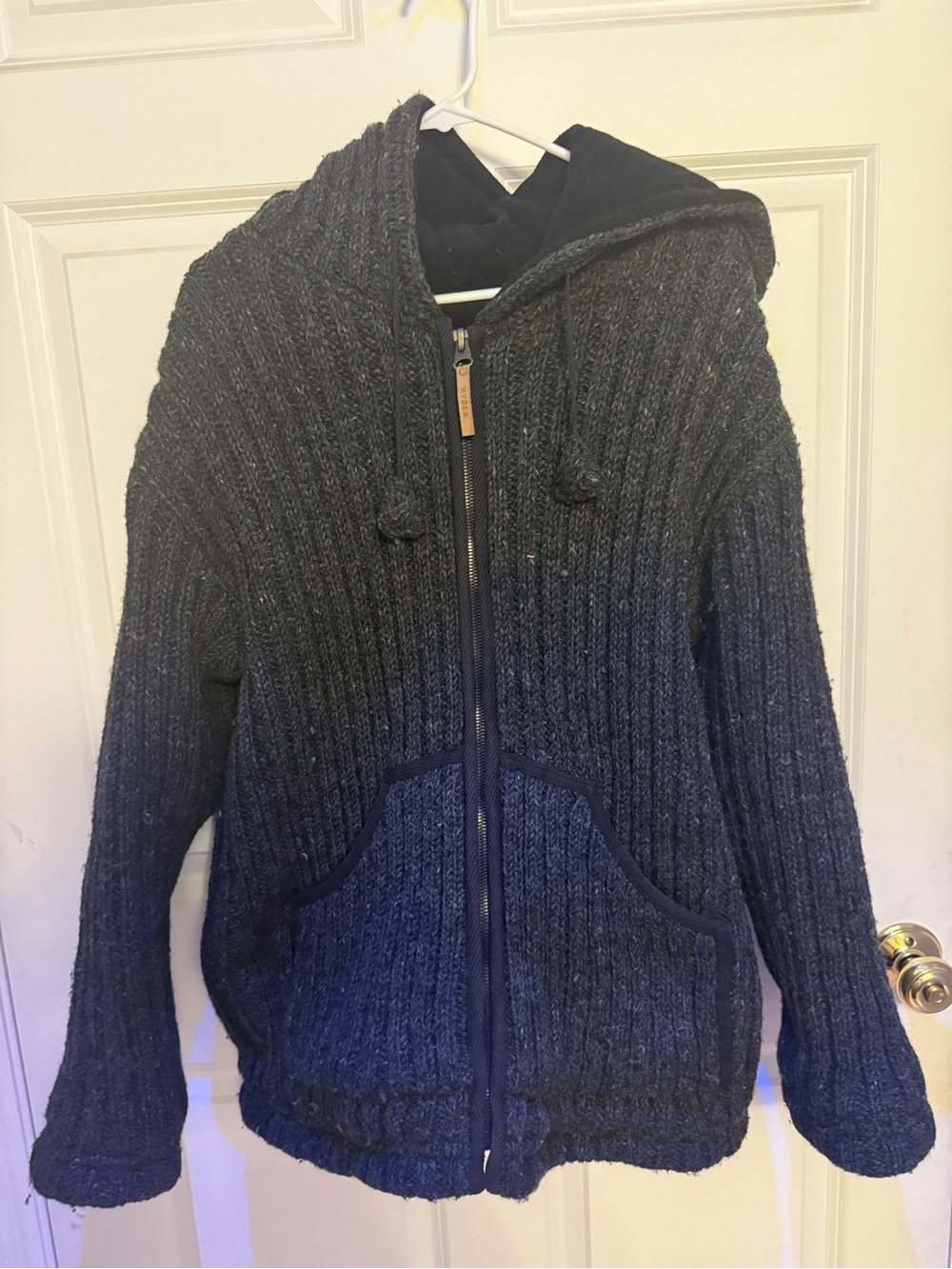 Women's Hooded Zip-Up Knit Jacket - Charcoal Gray
